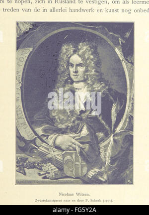 „Onze Gouden Eeuw“ (unser goldenes Zeitalter) erforscht die Zeit des Wohlstands in der niederländischen Republik und beschreibt die kulturellen, politischen und wirtschaftlichen Errungenschaften des 17. Jahrhunderts. Das Buch wird unter der Aufsicht von J. H. illustriert und spiegelt das goldene Zeitalter der Epoche wider. Stockfoto