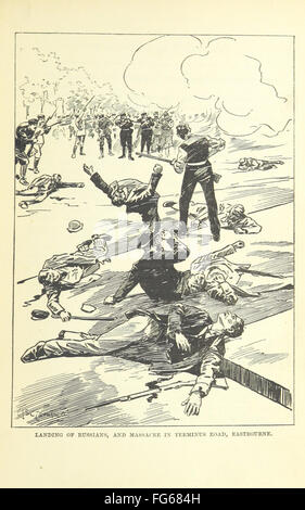 Eine Illustration aus dem Buch *The Great war in England 1897*, die eine dramatische Szene aus dem späten 19. Jahrhundert festlegt und eine Vision einer alternativen Geschichte mit lebendigen Darstellungen der Kriegsführung und ihrer sozialen Auswirkungen bietet. Stockfoto