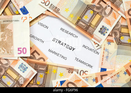 Business Vision oder Strategie-Konzept mit Euro-Währung Stockfoto