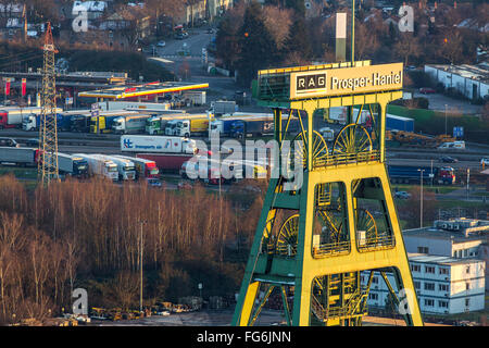 Cola Bergwerk Prosper Haniel, Bottrop, Deutschland, gewundenen Turm, letzte Bergwerk im Ruhrgebiet, schließt im Jahr 2018 Stockfoto