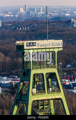 Cola Bergwerk Prosper Haniel, Bottrop, Deutschland, gewundenen Turm, letzte Bergwerk im Ruhrgebiet, schließt im Jahr 2018 Stockfoto