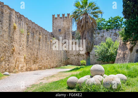 Befestigungen von Rhodos. Griechenland Stockfoto