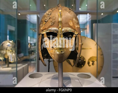 Sutton Hoo Helm, Teil von Sutton Hoo Schatz, British Museum, London, England, UK Stockfoto