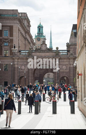 Fußgängerzone Drottninggatan (Queen Street), Stadtteil Norrmalm, Stockholm, Schweden Stockfoto