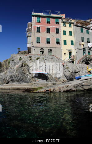 Geographie/Reisen, Italien, Ligurien, Cinque Terre, Riomaggiore, Hafen, Additional-Rights - Clearance-Info - Not-Available Stockfoto