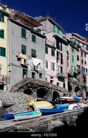 Geographie/Reisen, Italien, Ligurien, Cinque Terre, Riomaggiore, Hafen, Additional-Rights - Clearance-Info - Not-Available Stockfoto