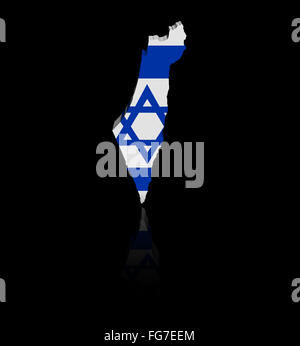 Israel Landkarte Flagge mit Reflexion illustration Stockfoto