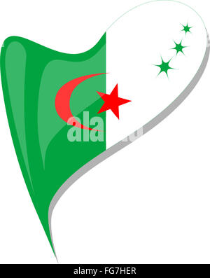Algerien im Herzen. Symbol der Nationalflagge Algerien. Vektor Stockfoto