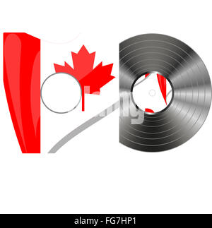 Roten Grunge-Stempel mit der kanadischen Flagge Stockfoto