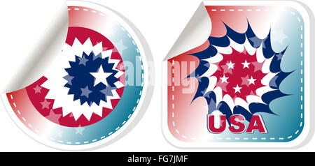 Made in USA Aufkleber set über einen weißen Hintergrund isoliert Stockfoto