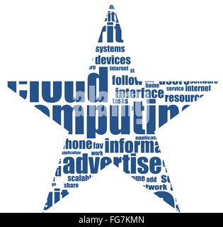 Cloud-computing-Konzept in abstrakte Sternen. Isoliert auf weiss Stockfoto