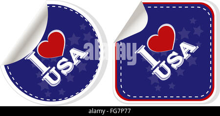 Aufkleber-Set - i love USA. Vektor-illustration Stockfoto