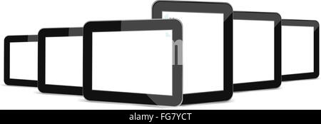 Schwarzen Tabletten eingestellt auf weißem Hintergrund Stockfoto