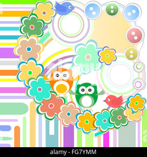 Niedlichen Vogel und Eule in abstrakte Garten Stockfoto