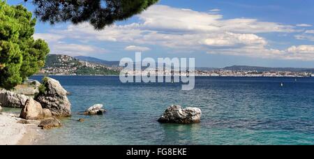 Geographie/Reisen, Italien, Friaul, Triest, Blick über den Golf von Triest, Richtung Stadt, Additional-Rights - Clearance-Info - Not-Available Stockfoto