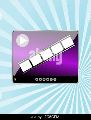 Video Film Media Player auf abstrakte blue-Ray-Hintergrund Stockfoto