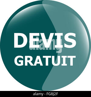 Devis Gratuit, kostenloses Angebot glänzend grüne Taste Stockfoto