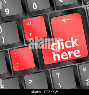 Tastatur-Taste, Internet-Konzept mit Klick hier Stockfoto