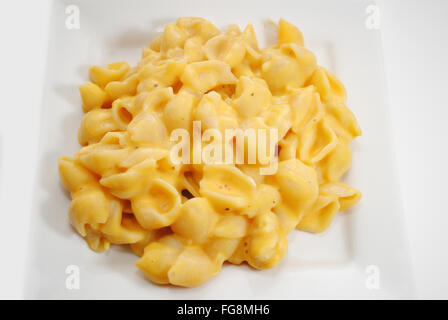 Makkaroni und Käse auf einem kleinen Teller serviert Stockfoto