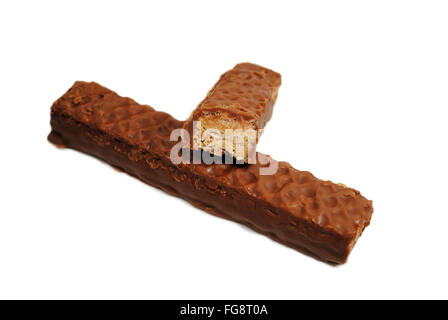 Wafer und Erdnussbutter mit Schokolade überzogen Stockfoto