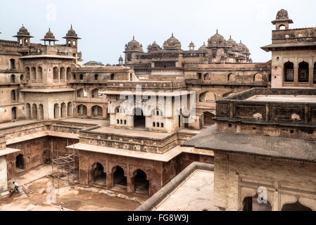 Orchha Fort, Raja Mahal, Orccha, Madhya Pradesh, Indien, Südasien Stockfoto