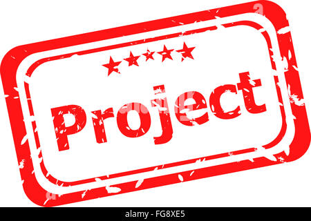 Projekt roter Stempel auf einem weißen Hintergrund Stockfoto