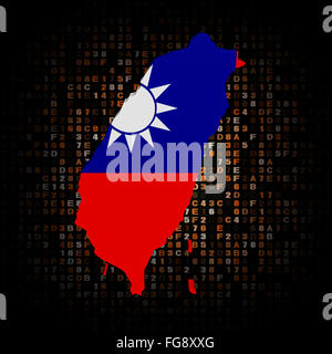 Taiwan Karte Flagge auf hex-Code illustration Stockfoto