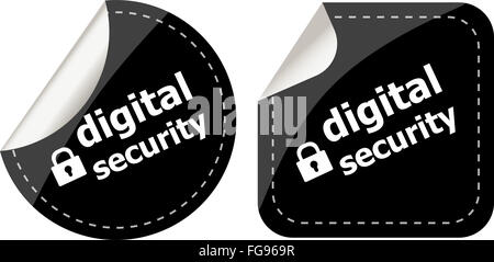 digitale Sicherheit schwarzen Aufkleber beschriften Tag set Stockfoto