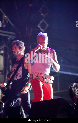 Keith Flint von The Prodigy Auf der anderen Bühne auf dem Glastonbury Festival 2009, Somerset, England, Vereinigtes Königreich. Stockfoto