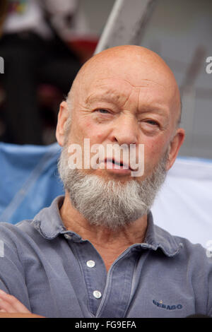 Michael Eavis backstage bei Glastonbury Festival 2009, Somerset, England, Vereinigtes Königreich. Stockfoto