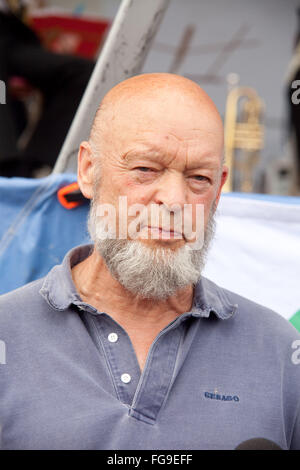 Michael Eavis backstage bei Glastonbury Festival 2009, Somerset, England, Vereinigtes Königreich. Stockfoto