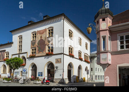 Geographie/Reisen, Deutschland, Bayern, Murnau, Pfaffenwinkel, Untermarkt, Rathaus, Additional-Rights - Clearance-Info - Not-Available Stockfoto