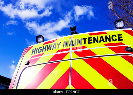 Autobahn Wartung van Zeichen arbeiten Fahrzeugheck hinter UK England GB Stockfoto