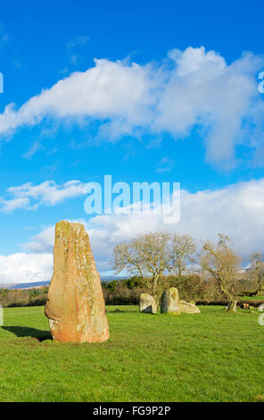 Lange Meg und ihre Töchter, in der Nähe von stehenden Steinen große Salkeld, Cumbria, England UK Stockfoto