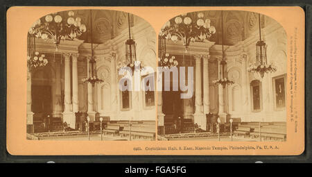 Corinthian Hall, S. East, Freimaurertempel, Philadelphia, Pennsylvania USA, von Kilburn, B. W. (Benjamin West), 1827-1909 Stockfoto