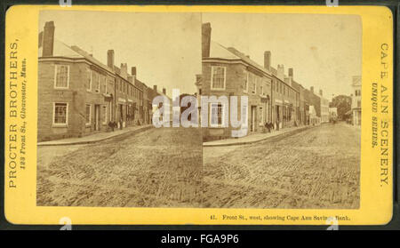 Front Street, West zeigt Cape Ann Sparkasse, Gebrüder Procter Stockfoto