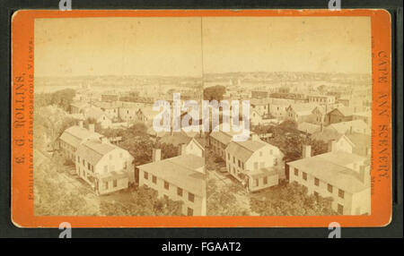 Gloucester Hafen und East Gloucester, von Unitarian Kirche von E. G. Rollins Stockfoto