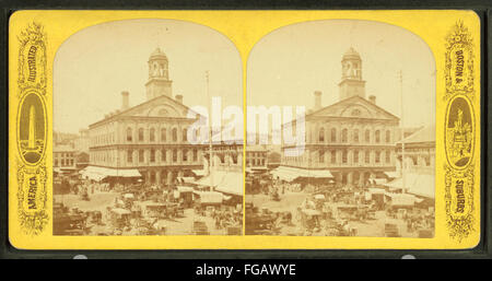 Stereoskopische Ansichten der Faneuil Hall, Quincy und Washington Märkte, Boston, Massachusetts, aus Robert N. Dennis Sammlung von stereoskopischen Ansichten Stockfoto