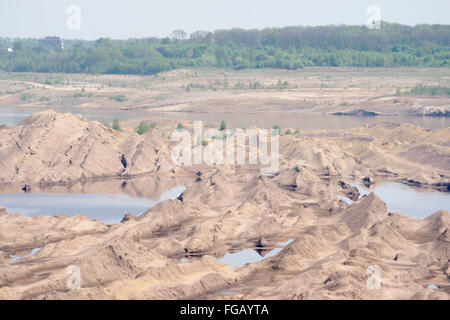 Ehemalige Braunkohle (Lignit) öffnen Pit Mine während der Renaturierung, die zukünftige Zwenkauer See südlich von Leipzig, Sachsen, Deutschland Stockfoto