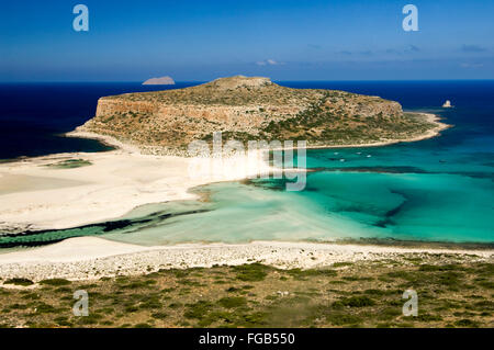 Griechenland, Kreta, Kissamos, Blick Auf Balos Beach Und sterben Lagune Stockfoto