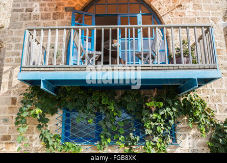 Aufbau Holzbalkon in Jaffa, älteste Teil von Tel Aviv, Israel Stockfoto