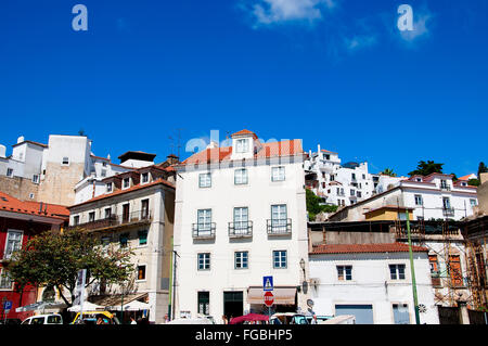 Der Mirador St Luzia über die Alfama und Alcantara Viertel von Lissabon Portugal Stockfoto