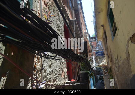 Ansichten von Rocinha Favela in Rio De Janeiro, der größten Favela in Brasilien. Stockfoto