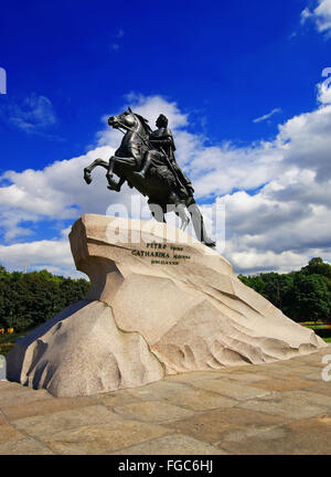 Denkmal für Peter den großen, der eherne Reiter, Sankt Petersburg berühmte Symbol Wahrzeichen touristische sightseen Stockfoto