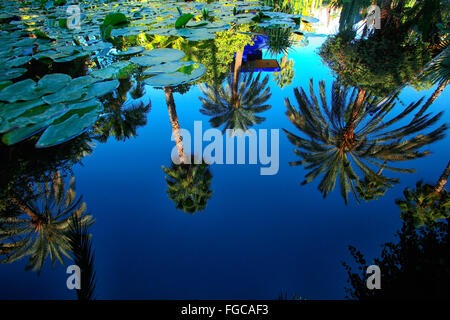 Majorelle Garten ist ein zwölf Hektar großen Botanischen Garten und Landschaftsgarten des Künstlers MarrakeshMorocco. Es wurde von der Stockfoto