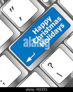 glücklich Weihnachten Schaltfläche "Urlaub" auf Computer-Tastatur-Taste Stockfoto