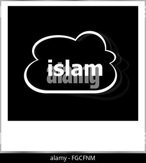 Sofortbild-Rahmen mit Cloud und Islam Wort Stockfoto