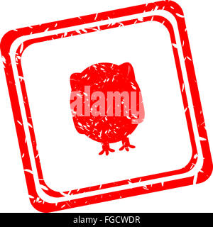 Roter Stempel mit Eule Zeichen isoliert auf weiss Stockfoto