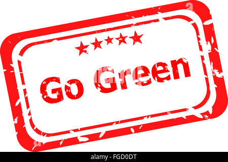 gehen Sie grün Grunge Stempel isoliert auf weiss Stockfoto