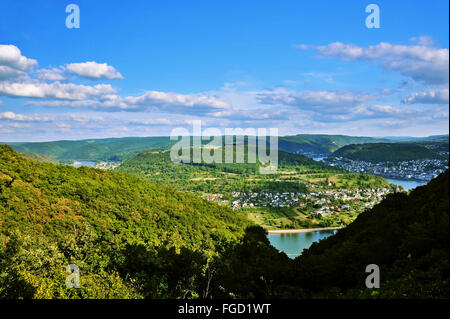 Panoramablick vom Vierseenblick, bedeutet vier-Seen-Blick, Krümmungen des Rheintals mit dem Eindruck der oben genannten vier Seen Stockfoto